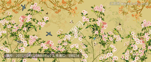手繪壁畫花鳥圖