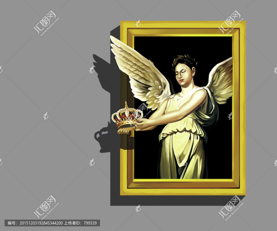 3D畫(huà)展手繪天使皇冠加冕