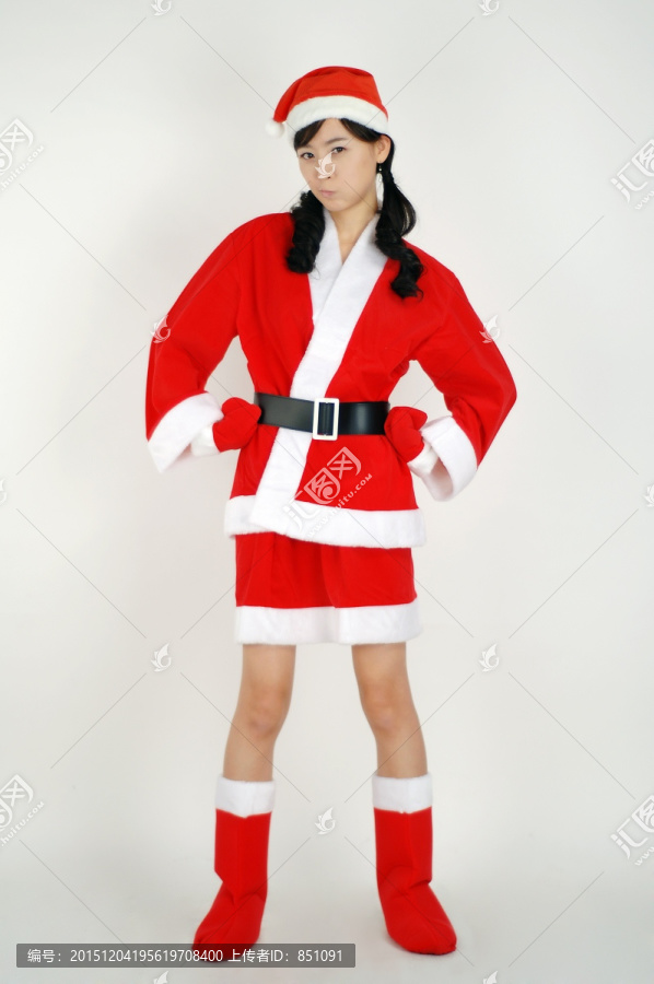 穿圣诞服的可爱女孩