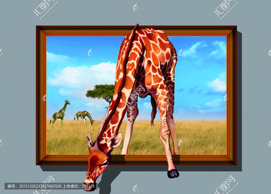 3D画展手绘长颈鹿
