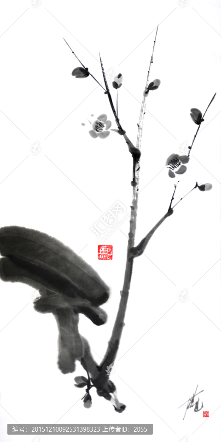 水墨畫梅花