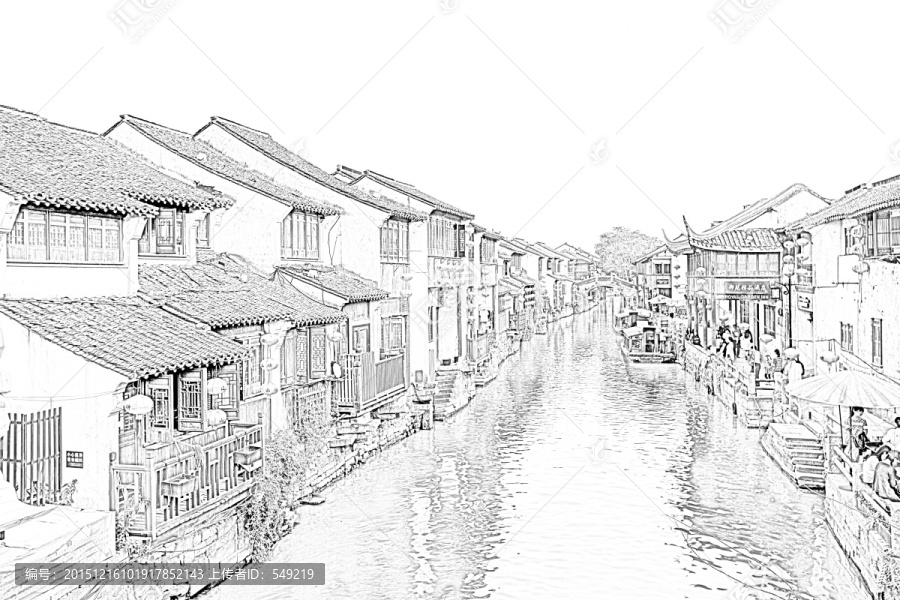 蘇州古鎮(zhèn)線描（未分層）