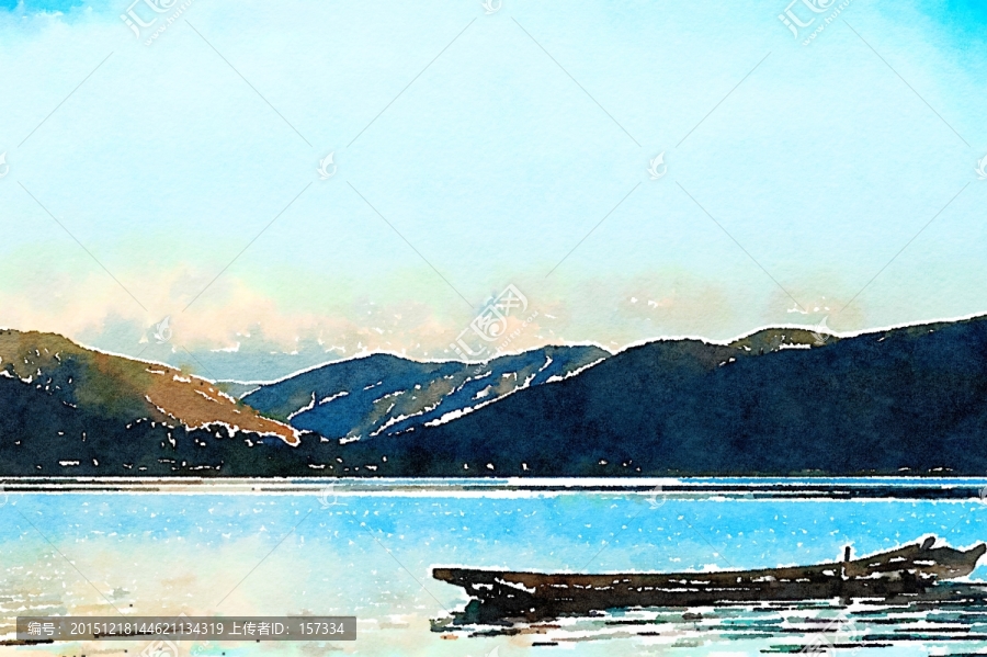 水彩畫,瀘沽湖