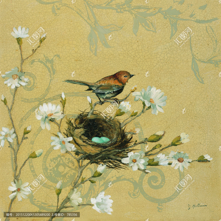 鳥,花卉,裝飾畫
