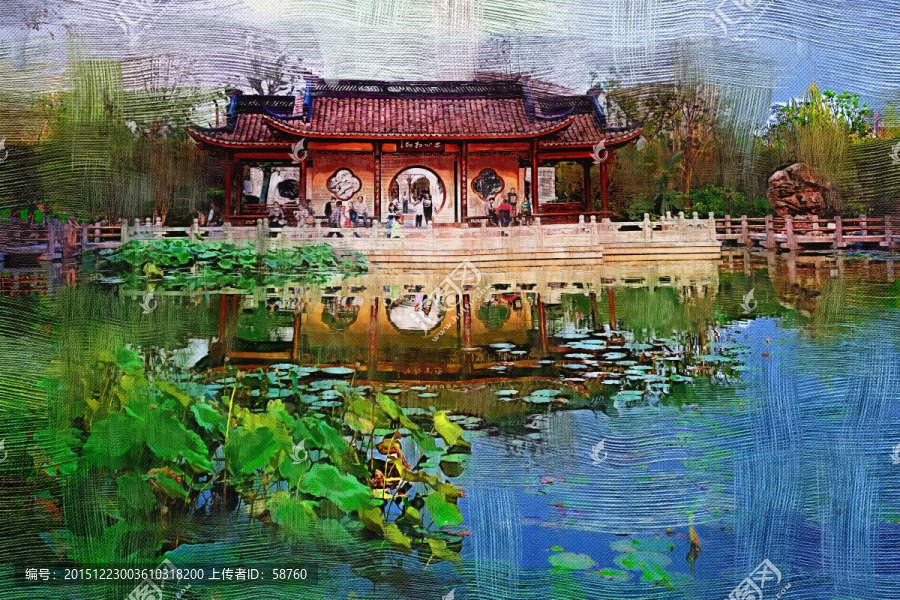 電腦油畫,園林建筑