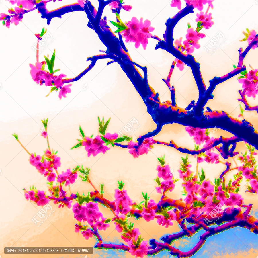 桃花枝,裝飾畫