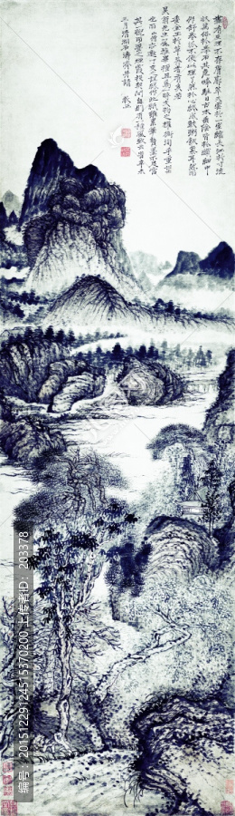 清,石濤,古木垂蔭高清圖