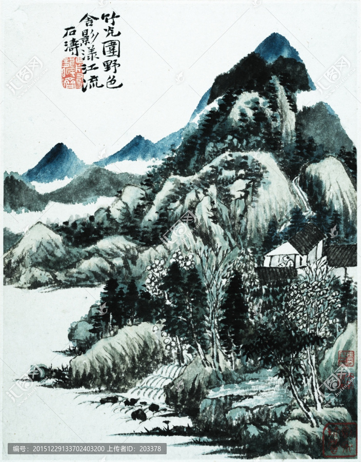 清,石濤,郊野墨色高清圖