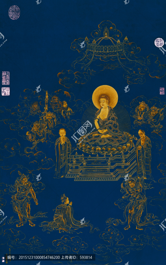 丁關(guān)鵬,無量壽佛圖軸