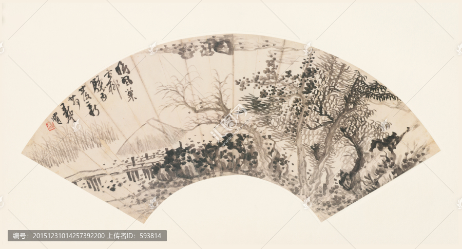 龔賢,山水圖紙本