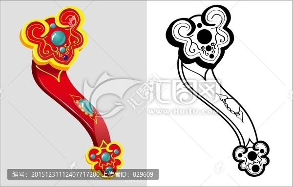 原創(chuàng)四色,矢量新年素材,如意