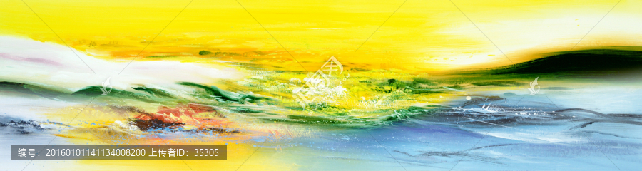海浪流水藝術床頭裝飾畫