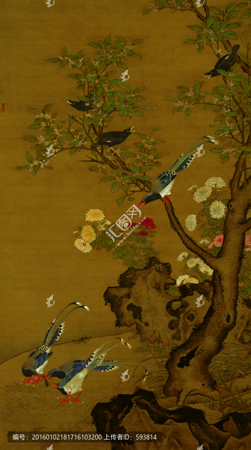 呂紀(jì),桂菊山禽圖