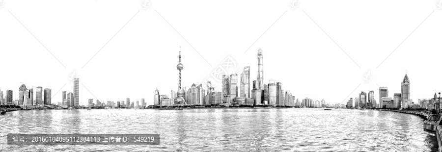 上海浦東全景線描（未分層）