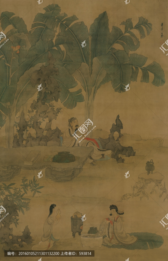 陳洪綬,蕉林酌酒圖