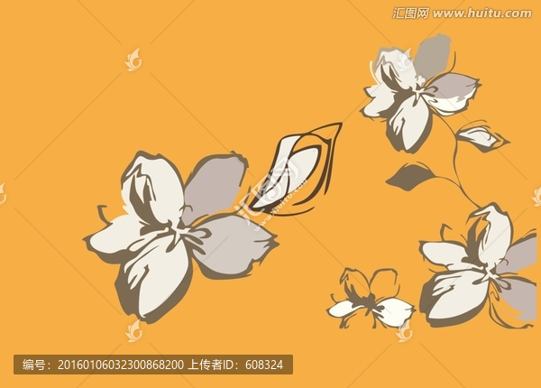 茉莉花,插畫,矢量,2