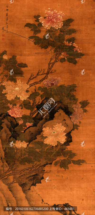陳卓,牡丹圖,未分層