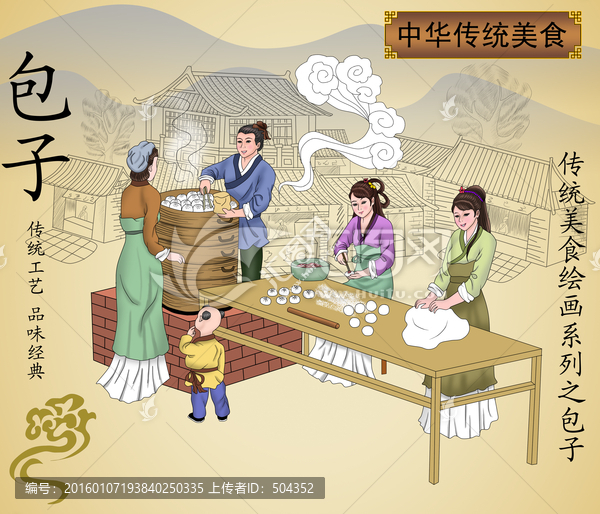 包子,手繪插畫