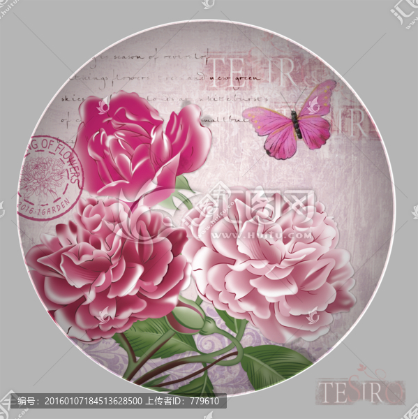 花朵,盤(pán)花,手繪花psd有分層