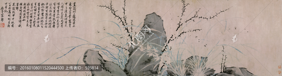 羅聘,水仙竹石圖