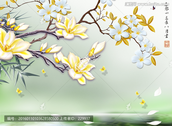 藝術玻璃背景,浮雕3D花鳥圖