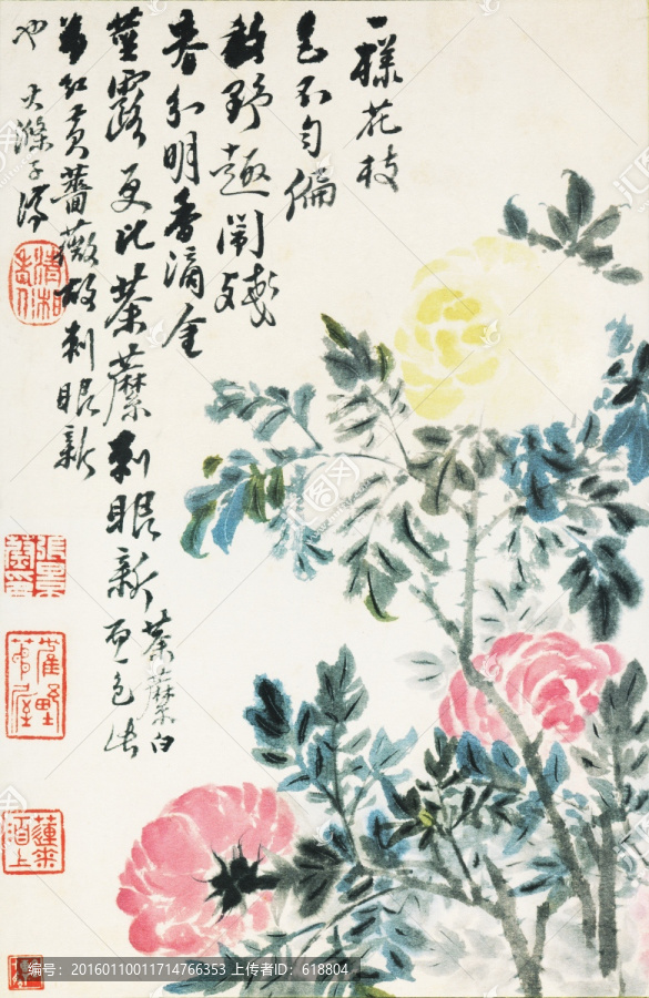 豎幅高清花鳥國畫,畫廊專供