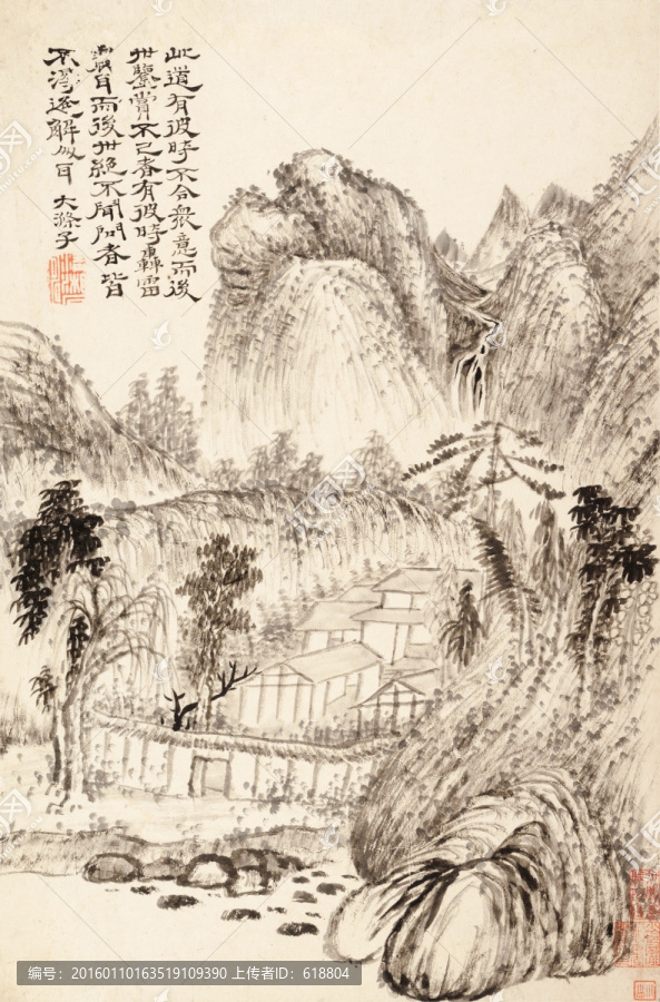 豎幅高清山水國(guó)畫,畫廊專供