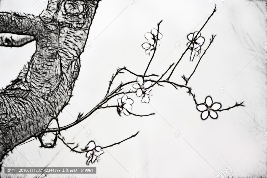花卉裝飾畫,桃花枝