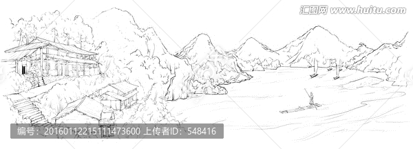 民族風(fēng)景白描