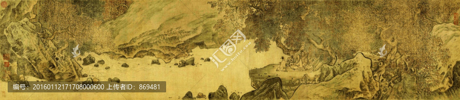 華巖,秋林觀泉圖卷,未分層