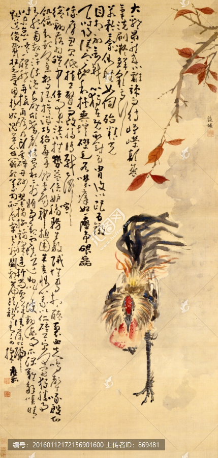 黃慎,雄雞圖,未分層