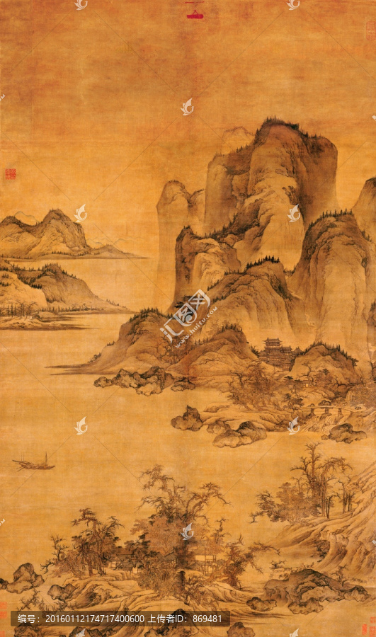 藍瑛,秋山行旅圖,未分層