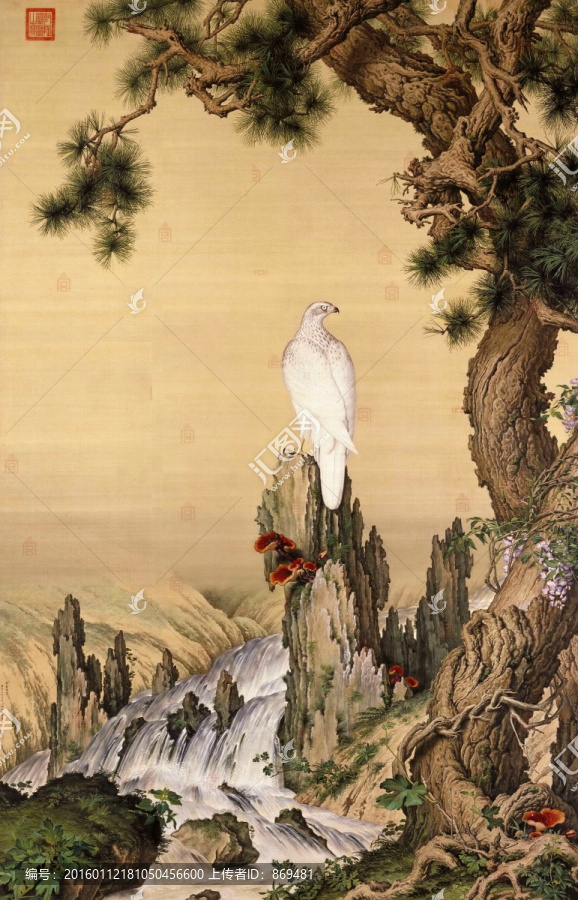 郎世寧,嵩獻英芝圖,未分層