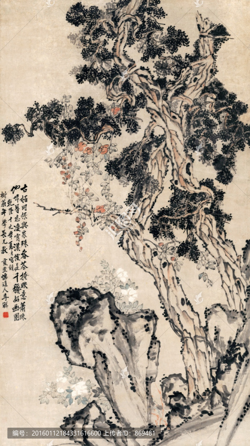 李復(fù)堂,古柏凌霄圖,未分層