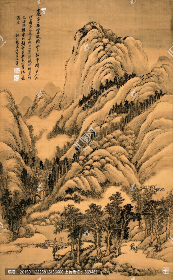 王翚,仿巨然夏山水圖,未分層