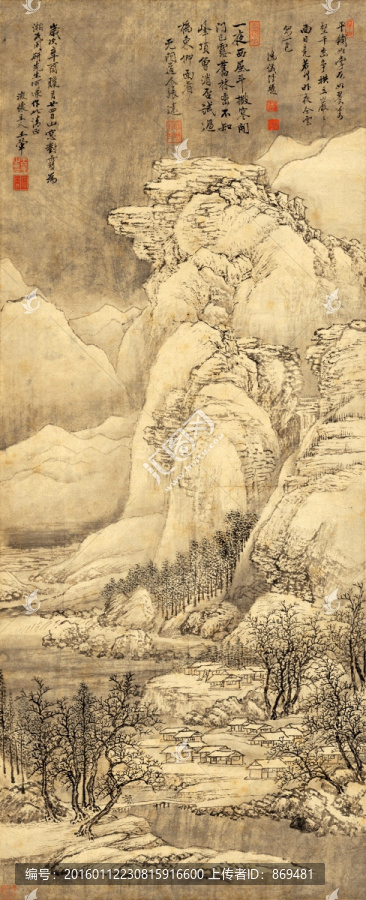 王翚,山窗封雪圖,未分層