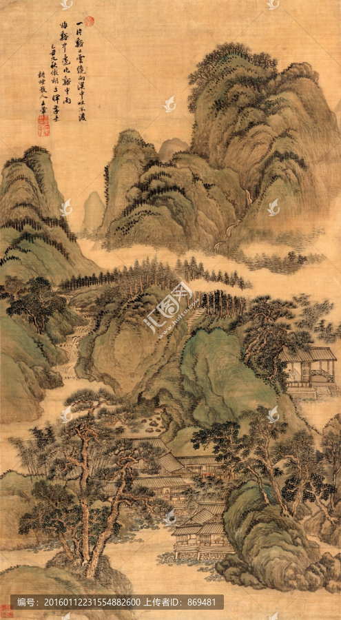 王翚,溪口白云圖,未分層
