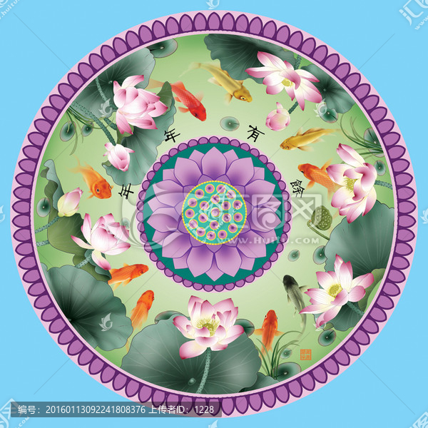 魚蓮團(tuán)花圖案