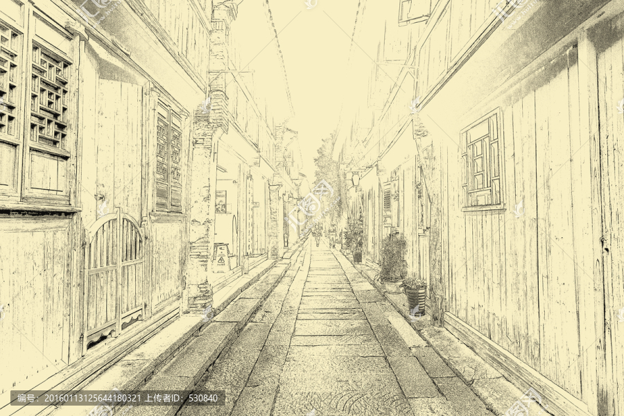 江南古鎮(zhèn)線描,TIF（未分層）
