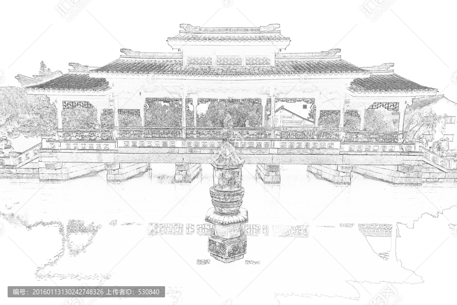 江南古鎮(zhèn)線描,TIF（未分層）