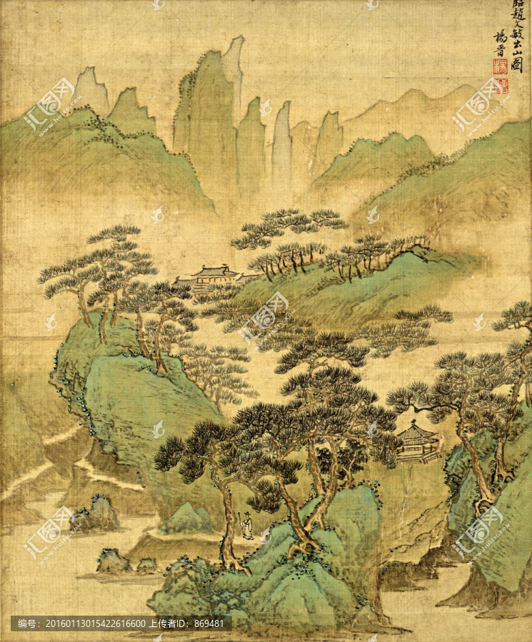楊晉,仿古山水十二開,未分層