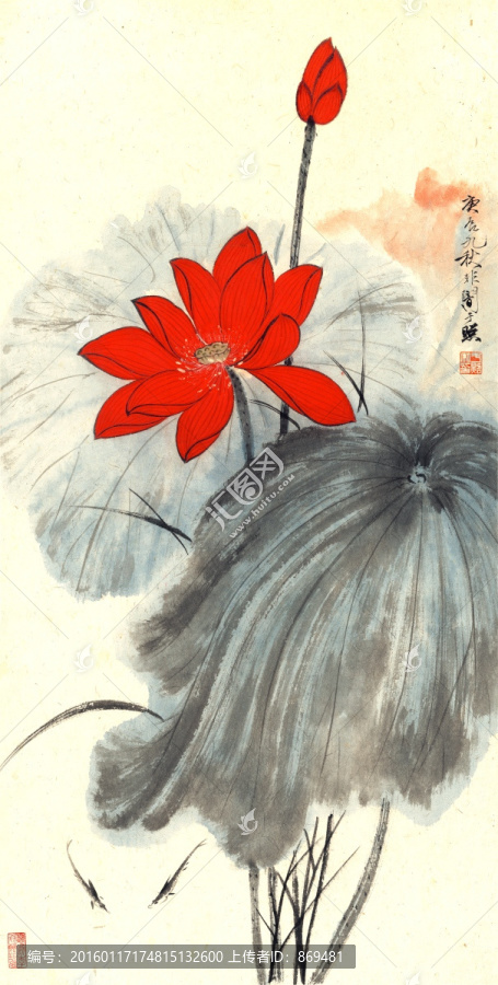 于照,荷花圖,未分層