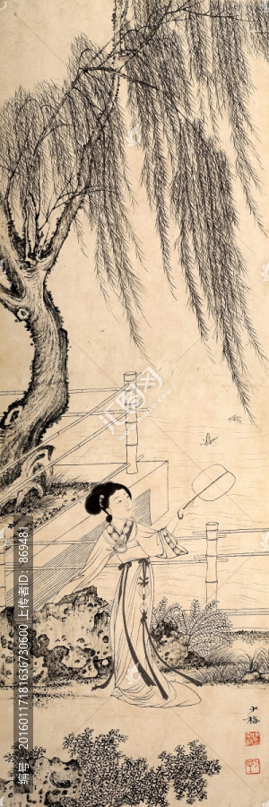 陳少梅,仿古人物四條屏,未分層