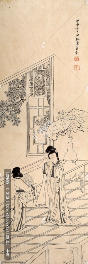 陳少梅,仿古人物四條屏,未分層