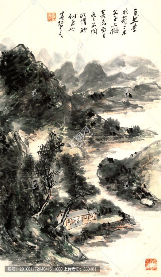 黃賓虹,設色積墨山水,未分層