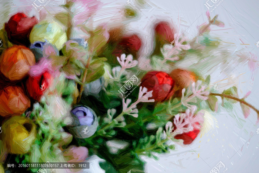 油畫,花