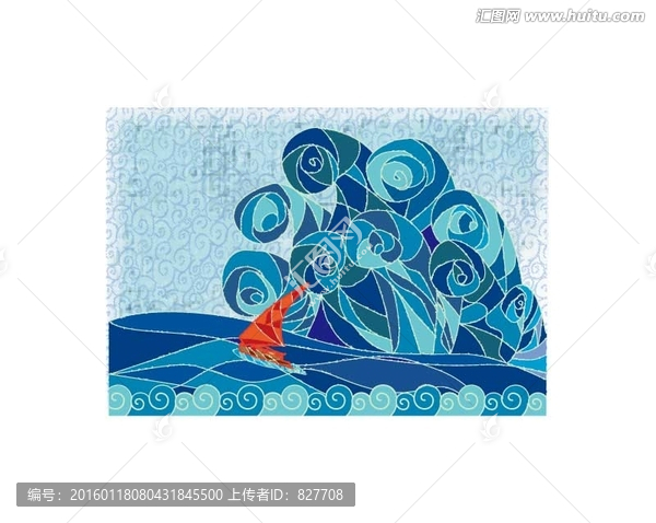 浪,小船,裝飾畫,無框畫