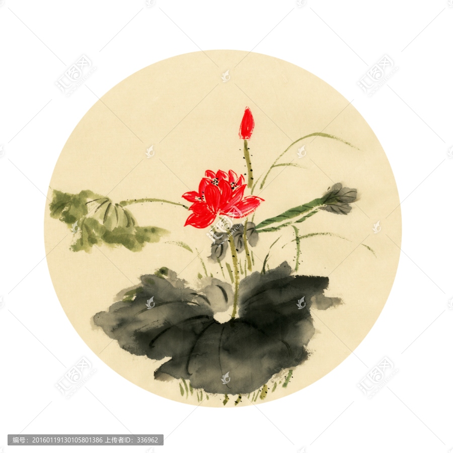 國畫荷花