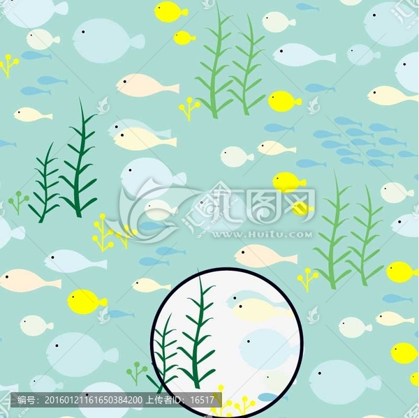 卡通圖案,可愛魚底紋,海底世界