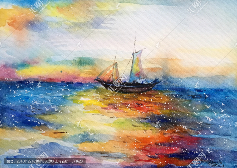 海,水彩素材